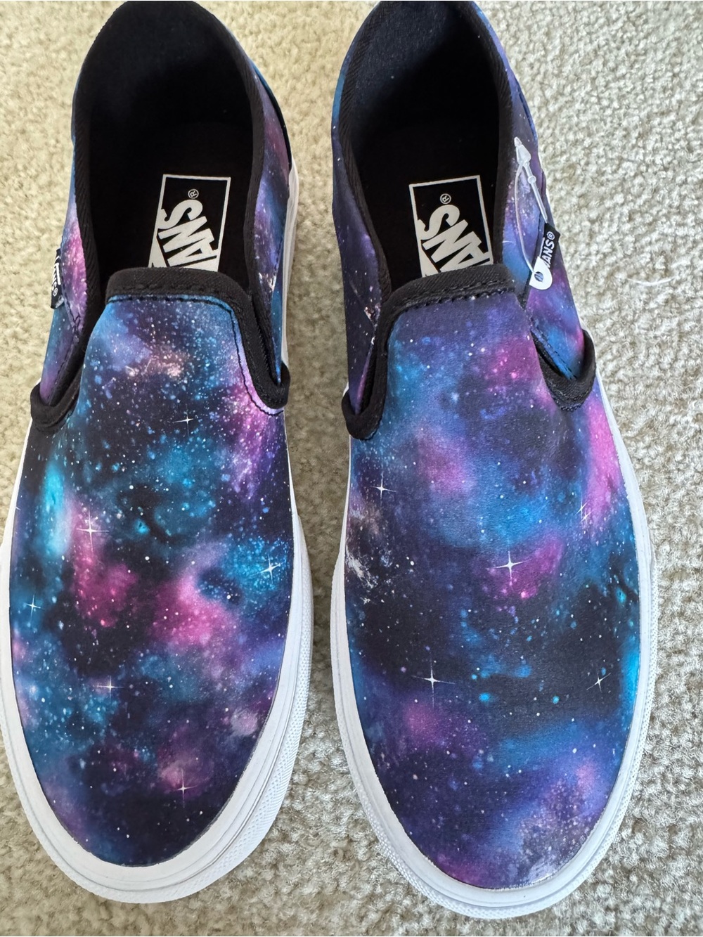 Women’s Vans Slip-On Galaxy Print Loafers - Blue/Purple